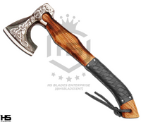 The Black Valknut II: Hand Forged Viking Axe with Leather Sheath & Wooden Box in Just $59-Functional Viking Axe