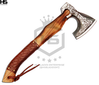 Handmade Axe Valknut Axe Viking Axe Hand Forged Axe Carbon Steel Axe with Sheath for Camping Axe for Hunting Axe Real Axe with Sword with Sheath Viking Sword