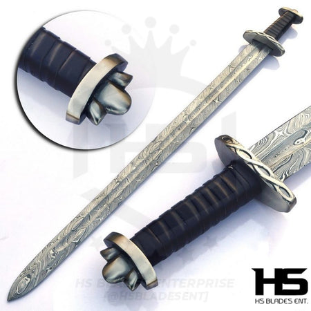 Damascus Full Tang Viking Ulfberht Sword with Scabbard