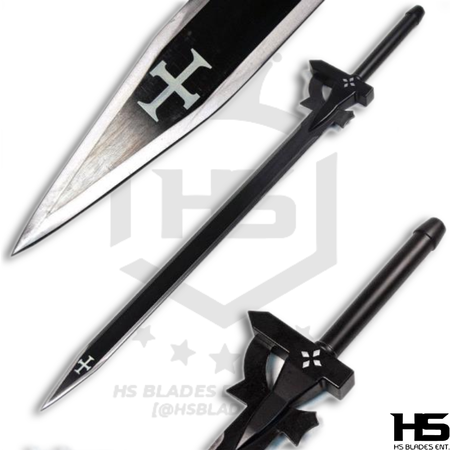 SAO Elucidator Sword of Kirito Just $77 (Battle Ready Spring Steel, Damascus & D2 Steel Versions are also Available) from Sword Art Online SAO with Plaque & Sheath-SAO Replica