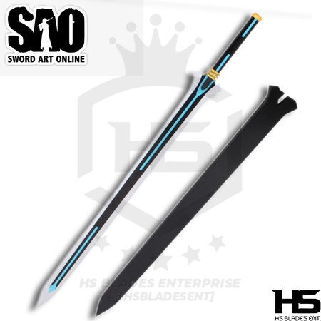 SAO Ordinal Scale Sword of Kirito Just $77 (Battle Ready Spring Steel, Damascus & D2 Steel Versions are also Available) from Sword Art Online SAO with Plaque & Sheath