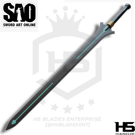 SAO Ordinal Scale Sword of Kirito Just $77 (Battle Ready Spring Steel, Damascus & D2 Steel Versions are also Available) from Sword Art Online SAO with Plaque & Sheath