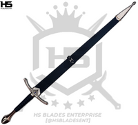 Gandalf Sword's Scabbard is made up of wood with casted metal fittings, further adorned with hand-stitched leather scabbard offering best safety to Damascus Glamdring Sword