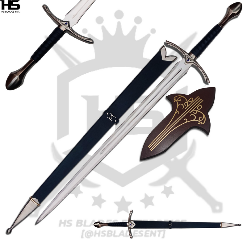 Title Picture for product named Black Glamdring Sword of Gandalf The Grey from The Hobbit with Plaque and Scabbard