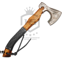 The Black Valknut: Hand Forged Viking Axe with Leather Sheath & Wooden Box in Just $59-Functional Viking Axe