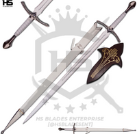Title Picture for product named White Glamdring Sword of Gandalf The Grey from The Hobbit with Plaque and Scabbard
