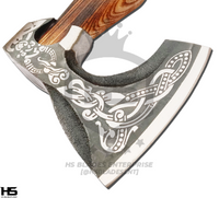 The Black Valknut II: Hand Forged Viking Axe with Leather Sheath & Wooden Box in Just $59-Functional Viking Axe