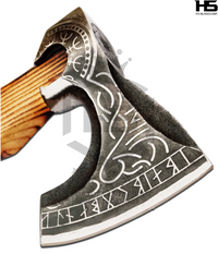 The Nidhogg Valkyire: Hand Forged Viking Axe with Leather Sheath & Wooden Box in Just $49-Functional Viking Axe