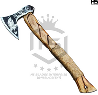 The Berserker: Hand Forged Viking Axe with Leather Sheath & Wooden Box in Just $59-Functional Viking Axe