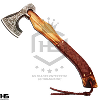 The Nidhogg Valkyire: Hand Forged Viking Axe with Leather Sheath & Wooden Box in Just $49-Functional Viking Axe