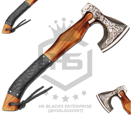 The Black Valknut II: Hand Forged Viking Axe with Leather Sheath & Wooden Box in Just $59-Functional Viking Axe