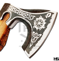 The Vegvisir II: Hand Forged Viking Axe with Leather Sheath & Wooden Box in Just $59-Functional Viking Axe