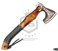 The Black Valknut II: Hand Forged Viking Axe with Leather Sheath & Wooden Box in Just $59-Functional Viking Axe