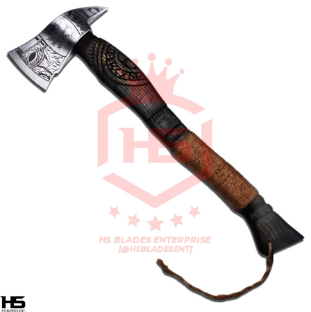 The Warlord: Hand Forged Viking Axe with Leather Sheath & Wooden Box in Just $77-Functional Viking Axe