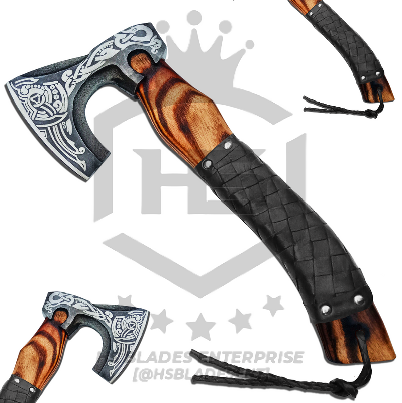 The Twin Tower II: Hand Forged Viking Axe with Leather Sheath & Wooden Box in Just $59-Functional Viking Axe