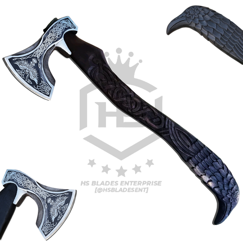 The Minhug: Hand Forged Viking Axe with Leather Sheath & Wooden Box in Just $77-Functional Viking Axe