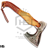 The Nidhogg Valkyire: Hand Forged Viking Axe with Leather Sheath & Wooden Box in Just $49-Functional Viking Axe