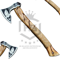 The Berserker: Hand Forged Viking Axe with Leather Sheath & Wooden Box in Just $59-Functional Viking Axe