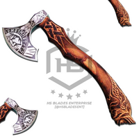 The Tribal Chief: Hand Forged Viking Axe with Leather Sheath & Wooden Box in Just $59-Functional Viking Axe
