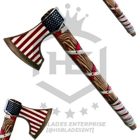 The American Star: Hand Forged Viking Axe with Leather Sheath & Wooden Box in Just $59-Functional Viking Axe