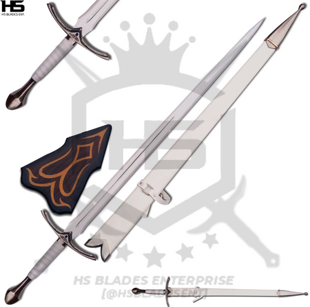 White Glamdring Sword of Gandalf The Grey from Lord of The Rings with Plaque & Scabbard to form one complete set