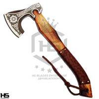 The Sol Aurvandill: Hand Forged Viking Axe with Leather Sheath & Wooden Box in Just $49-Functional Viking Axe