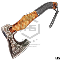 The Nidhogg II: Hand Forged Viking Axe with Leather Sheath & Wooden Box in Just $59-Functional Viking Axe
