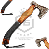 The Nidhogg II: Hand Forged Viking Axe with Leather Sheath & Wooden Box in Just $59-Functional Viking Axe