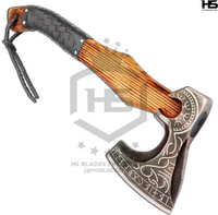 The Nidhogg II: Hand Forged Viking Axe with Leather Sheath & Wooden Box in Just $59-Functional Viking Axe