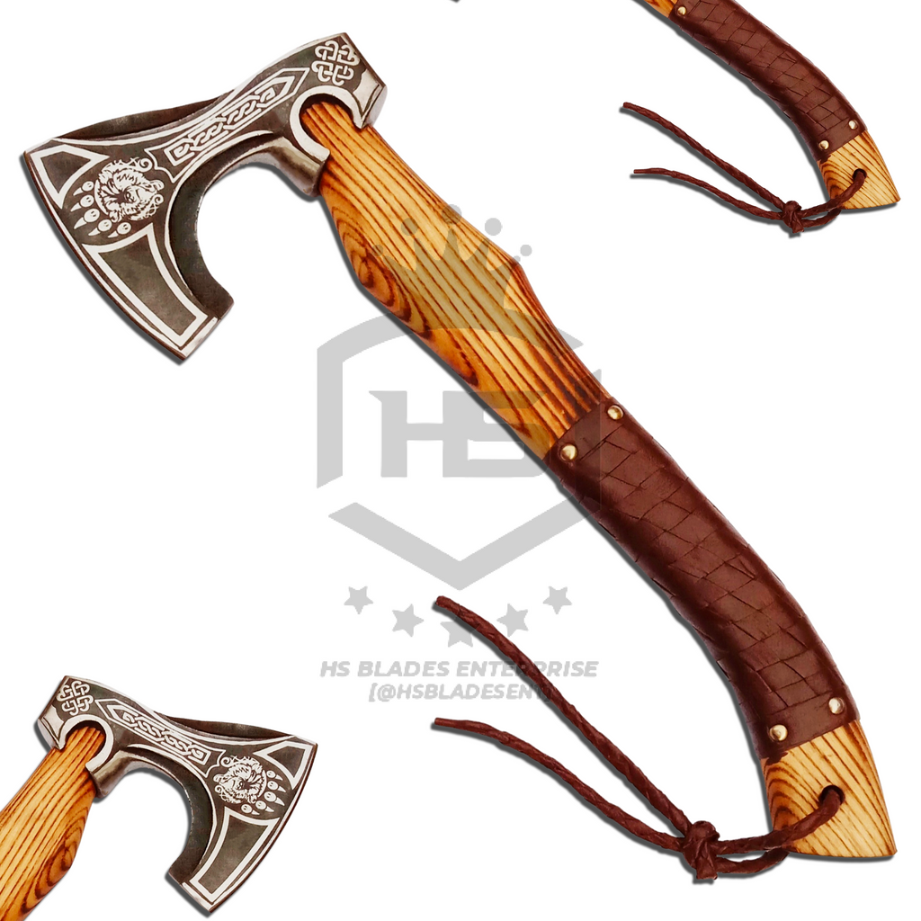 Hand Functional Viking Axe in 49 with Sheath & Wooden Box HS