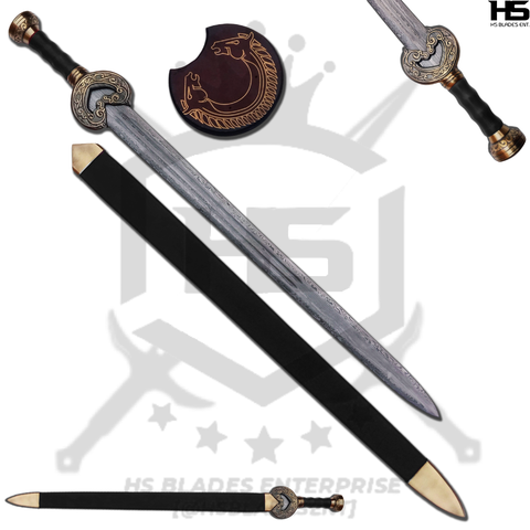 38" Damascus Black Herugrim Sword of Theoden King (Full Tang, BR) from Lord of The Rings Swords with Scabbard-LOTR Swords