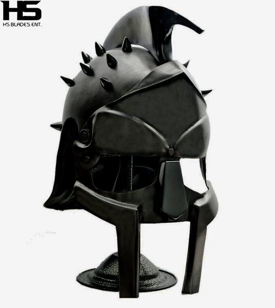 Black Gladius Helmet: Wearable Roman Gladiator Helmet with Stand Complete Helmet / Metal