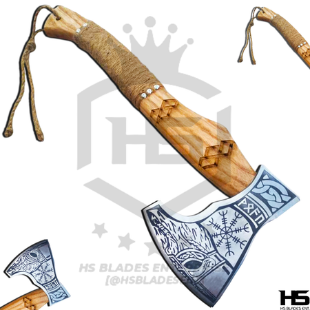 The Aegishdrenger II: Hand Forged Viking Axe with Leather Sheath & Wooden Box in Just $59-Functional Viking Axe
