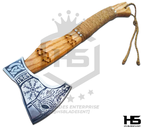 The Aegishdrenger II: Hand Forged Viking Axe with Leather Sheath & Wooden Box in Just $59-Functional Viking Axe