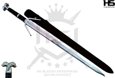45" Witcher Sword of Geralt of Rivia in Just $77 (Spring Steel & D2 Steel versions are Available) from The Witcher Sword-Feline Wolf