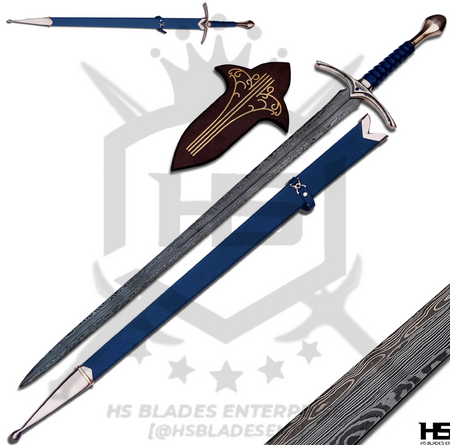 44" Damascus Glamdring Sword of Gandalf (Full Tang, BR) with Plaque & Sheath-Hobbit Swords