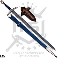 44" Damascus Glamdring Sword of Gandalf (Full Tang, BR) with Plaque & Sheath-Hobbit Swords