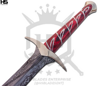 the handle of sting sword is hand painted with beautiful runes that are also available as engraved