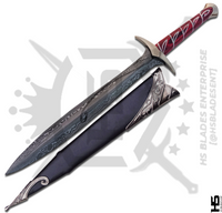damascus frodo sting sword is functional and sharp knife that is best fit for cosplay as well as bushcraft purposes thats why it comes with sheath and scabbard