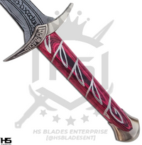 the handle of sting sword is hand painted with beautiful runes that are also available as engraved