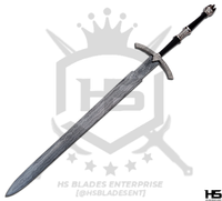 45" Damascus Witch-King Sword of Witch King of Angmar (Full Tang, BR) with Plaque & Sheath-LOTR Swords