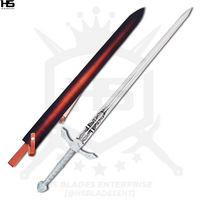 HS Blades ENT's replica of banished knight sword comes with a pure leather sheath that is used to carry the sword over shoulders, making it easier to carry in comicons
