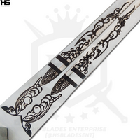the runes of elden ring as engarved on the blade of our banished knight sword from elden ring are hand engraved, making it the most premium of all the available replicas online

