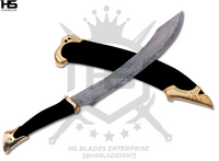 21" Damascus Strider Elven Knife of Aragorn (Full Tang, BR) in $149 from LOTR Swords with Black Scabbard