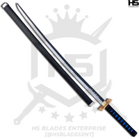 full tang battle ready high carbon steel muichiro nichirin sword from demon slayer swords