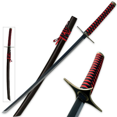 Bleach Kinshara Rose Sword of Rojuro Otoribashi in $77 (Japanese Steel Available) Zanpakuto from Bleach Swords-Half Black Blade | Bleach Katana | Zanpakuto Katana