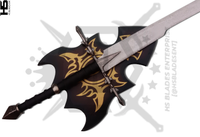 The plaque we offer with Nazgul sword is exclusively made form wooden with silk screen print.