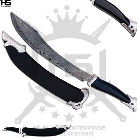 20" Damascus Strider Elven Knife of Aragorn (Full Tang, BR) in $149 from LOTR Swords with Black Scabbard