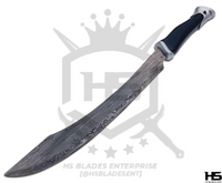 20" Damascus Strider Elven Knife of Aragorn (Full Tang, BR) in $149 from LOTR Swords with Black Scabbard