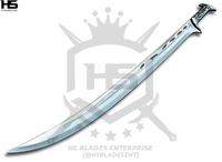 the floral pattern of the blade signifies the woodland realms of elves